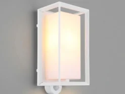 LED Außenwandleuchte Laterne mit Bewegungsmelder in Weiß, Höhe 28cm
