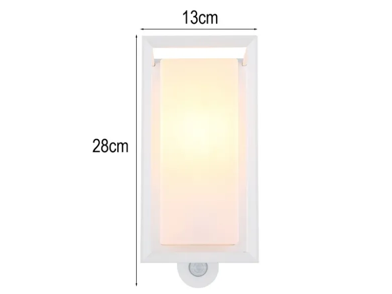 LED Außenwandleuchte Laterne mit Bewegungsmelder in Weiß, Höhe 28cm