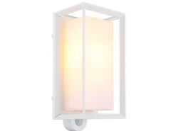 LED Außenwandleuchte Laterne mit Bewegungsmelder in Weiß, Höhe 28cm