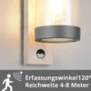 LED Außenwandleuchte Laterne Holzoptik mit Bewegungsmelder, Höhe 33cm
