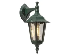 LED Außenwandleuchte Laterne hängend aus Aluminium Grün, E27, Höhe 39cm