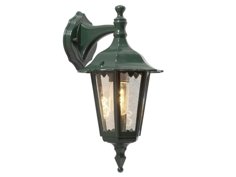 LED Außenwandleuchte Laterne hängend aus Aluminium Grün, E27, Höhe 39cm