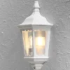 LED Außenwandleuchte Laternen Halbschale, E27, Aluminium Weiß, Höhe 44,5cm