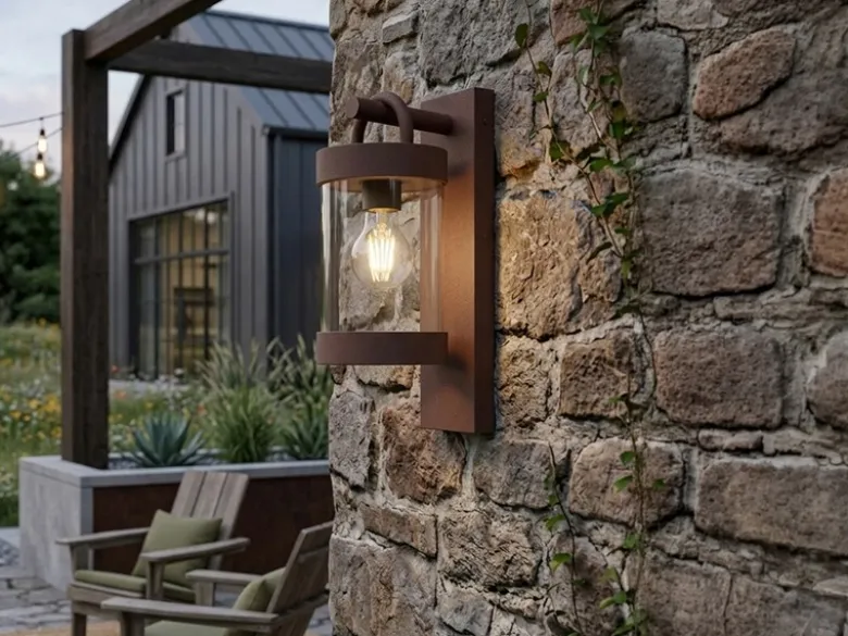 LED Außenwandleuchte Laterne im Landhausstil, Rostoptik, Höhe 33cm