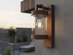 LED Außenwandleuchte Laterne im Landhausstil, Rostoptik, Höhe 33cm