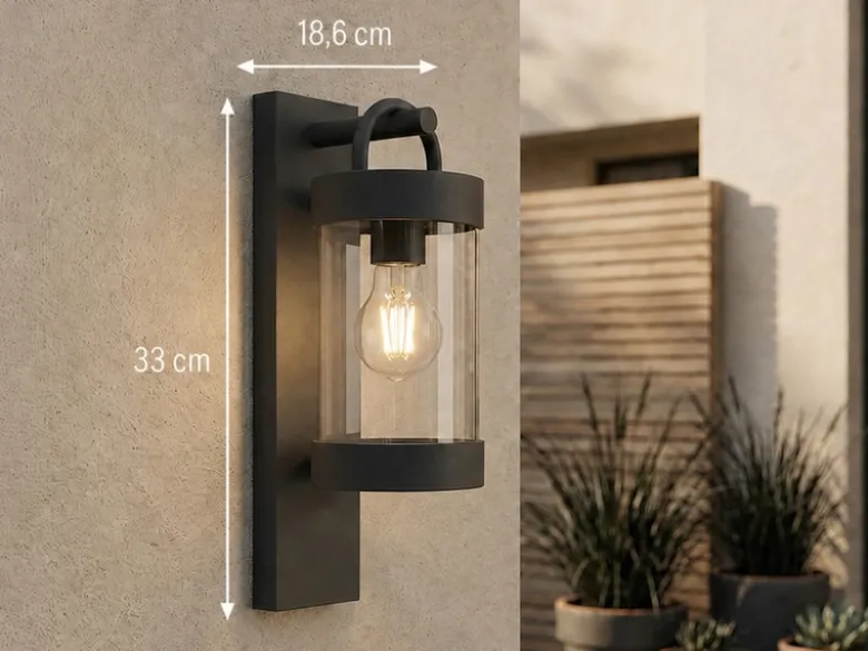 LED Außenwandleuchte Laterne im Landhausstil, Anthrazit, Höhe 33cm