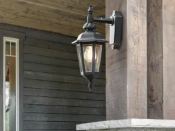 LED Außenwandleuchte Laterne hängend, Alu Schwarz, Höhe 42cm
