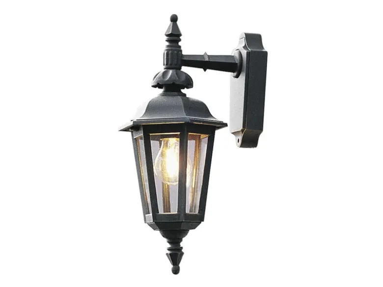 LED Außenwandleuchte Laterne hängend, Alu Schwarz, Höhe 42cm