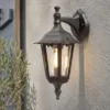 LED Außenwandleuchte Laterne hängend aus Aluminium Schwarz, E27, Höhe 39cm