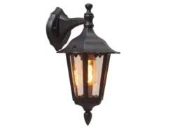 LED Außenwandleuchte Laterne hängend aus Aluminium Schwarz, E27, Höhe 39cm