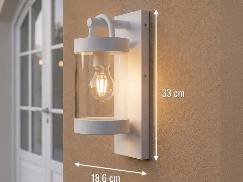 LED Außenwandleuchte Laterne im Landhausstil, Weiß, Höhe 33cm