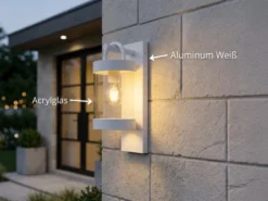 LED Außenwandleuchte Laterne im Landhausstil, Weiß, Höhe 33cm