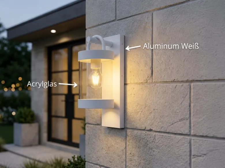 LED Außenwandleuchte Laterne im Landhausstil, Weiß, Höhe 33cm