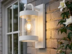 LED Außenwandleuchte Laterne im Landhausstil, Weiß, Höhe 33cm