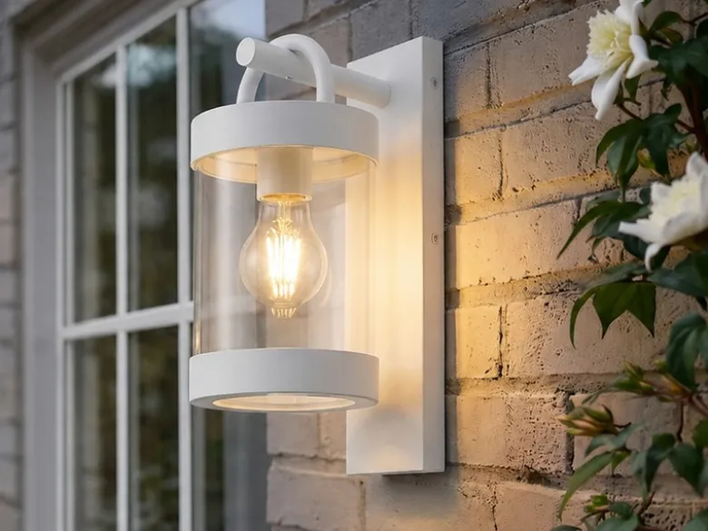LED Außenwandleuchte Laterne im Landhausstil, Weiß, Höhe 33cm