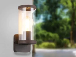 LED Außenwandleuchte, Laterne Aluminium Rostoptik, Höhe 23cm