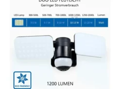 LED Außenwandleuchte mit Bewegungsmelder Schwarz Breite 33cm Panels 10W IP54