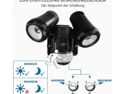 LED Außenwandleuchte mit Bewegungsmelder Schwarz Breite 17cm Strahler 10W IP54