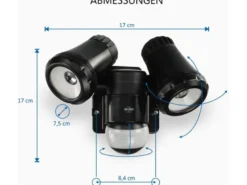 LED Außenwandleuchte mit Bewegungsmelder Schwarz Breite 17cm Strahler 10W IP54