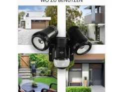 LED Außenwandleuchte mit Bewegungsmelder Schwarz Breite 17cm Strahler 10W IP54