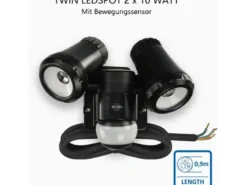 LED Außenwandleuchte mit Bewegungsmelder Schwarz Breite 17cm Strahler 10W IP54