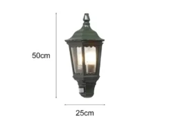 LED Außenwandleuchte mit Bewegungsmelder, Laternen Halbschale, Grün Höhe 49,5cm