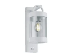 LED Außenwandleuchte mit Bewegungsmelder, Laterne Weiß, Höhe 33cm