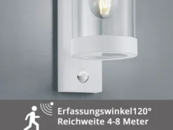 LED Außenwandleuchte mit Bewegungsmelder, Laterne Weiß, Höhe 33cm