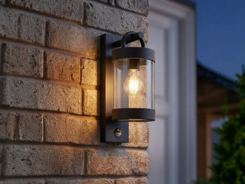 LED Außenwandleuchte mit Bewegungsmelder, Laterne Anthrazit, Höhe 33cm