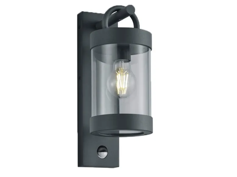 LED Außenwandleuchte mit Bewegungsmelder, Laterne Anthrazit, Höhe 33cm