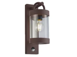LED Außenwandleuchte mit Bewegungsmelder, Laterne Rostoptik, Höhe 33cm