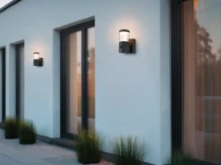 LED Außenwandleuchte mit Bewegungsmelder TAGUS Reihenschaltung geeignet H: 24cm