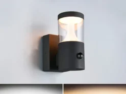 LED Außenwandleuchte mit Bewegungsmelder TAGUS Reihenschaltung geeignet H: 24cm