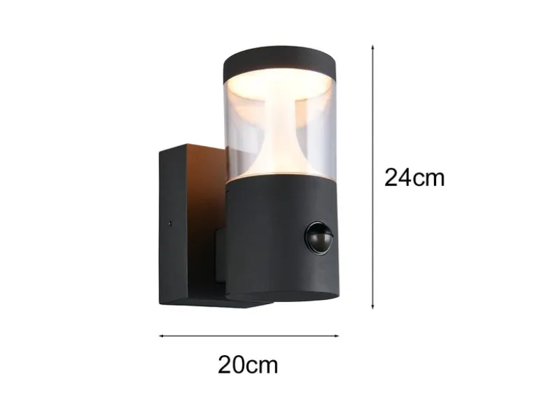 LED Außenwandleuchte mit Bewegungsmelder TAGUS Reihenschaltung geeignet H: 24cm