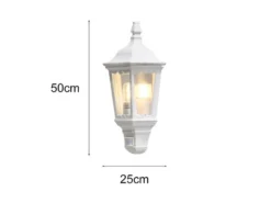 LED Außenwandleuchte mit Bewegungsmelder, Laternen Halbschale, Weiß Höhe 49,5cm