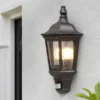 LED Außenwandleuchte mit Bewegungsmelder, Laternen Halbschale, Schwarz H: 49,5cm
