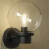 LED Außenwandleuchte mit Dämmerungssensor, Schwarz mit Glas Kugel Ø 20cm