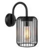 LED Außenwandleuchte mit Gitterschirm aus schwarzem Edelstahl, Höhe 32,5cm