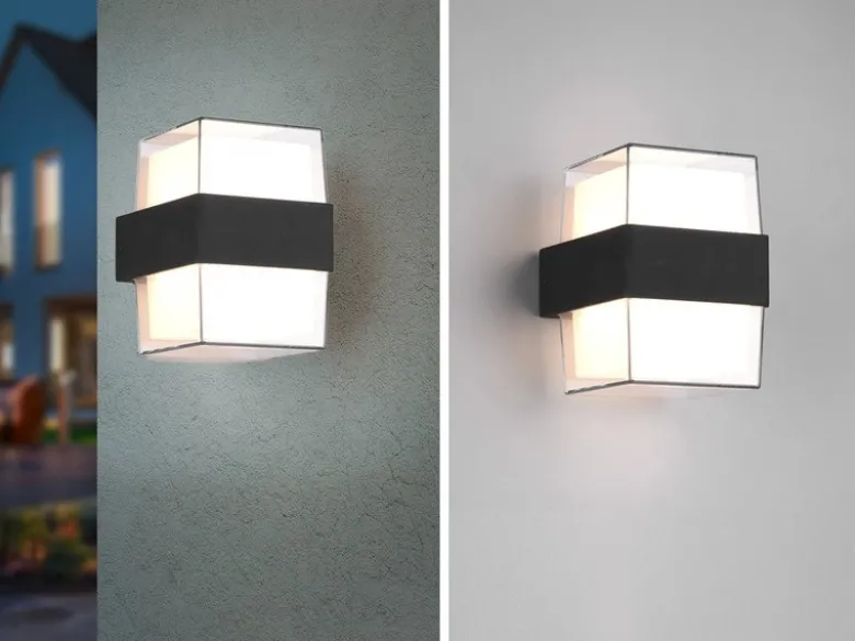 LED Außenwandleuchte MOLINA eckig UP and DOWN Anthrazit 13x9cm