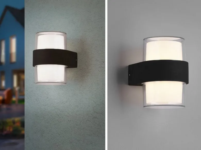 LED Außenwandleuchte MOLINA rund UP and DOWN Anthrazit 13x9cm