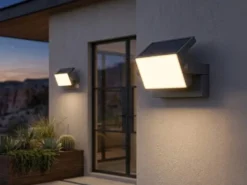 LED Außenwandleuchten 2er SET aus Aluminium in Anthrazit, Breite 20cm