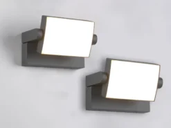 LED Außenwandleuchten 2er SET aus Aluminium in Anthrazit, Breite 20cm