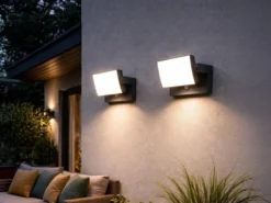 LED Außenwandleuchten 2er SET ALU in Anthrazit mit Bewegungsmelder, Breite 20cm