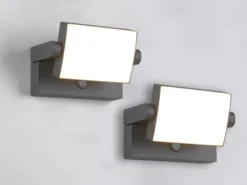 LED Außenwandleuchten 2er SET ALU in Anthrazit mit Bewegungsmelder, Breite 20cm