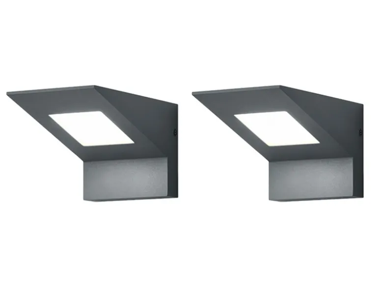 LED Außenwandleuchten 2er Set Downlight aus Aluminium in Anthrazit