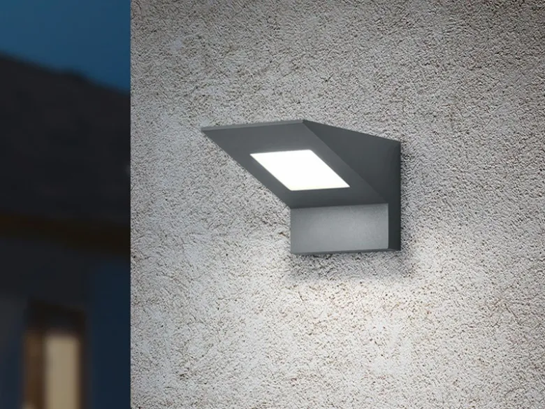 LED Außenwandleuchten 2er Set Downlight aus Aluminium in Anthrazit