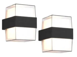 LED Außenwandleuchten 2er SET eckig UP and DOWN Anthrazit 13x9cm