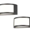 LED Außenwandleuchten 2er Set halbrund in Anthrazit, Breite 24,8 cm