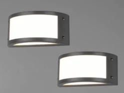 LED Außenwandleuchten 2er Set halbrund in Anthrazit, Breite 24,8 cm