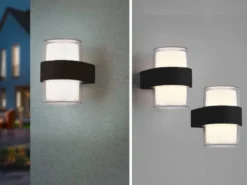 LED Außenwandleuchten 2er SET rund UP and DOWN Anthrazit 13x9cm